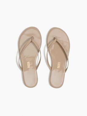 NWOT TKEES Lily Patent Nude Flip Flop Sandals in Custard